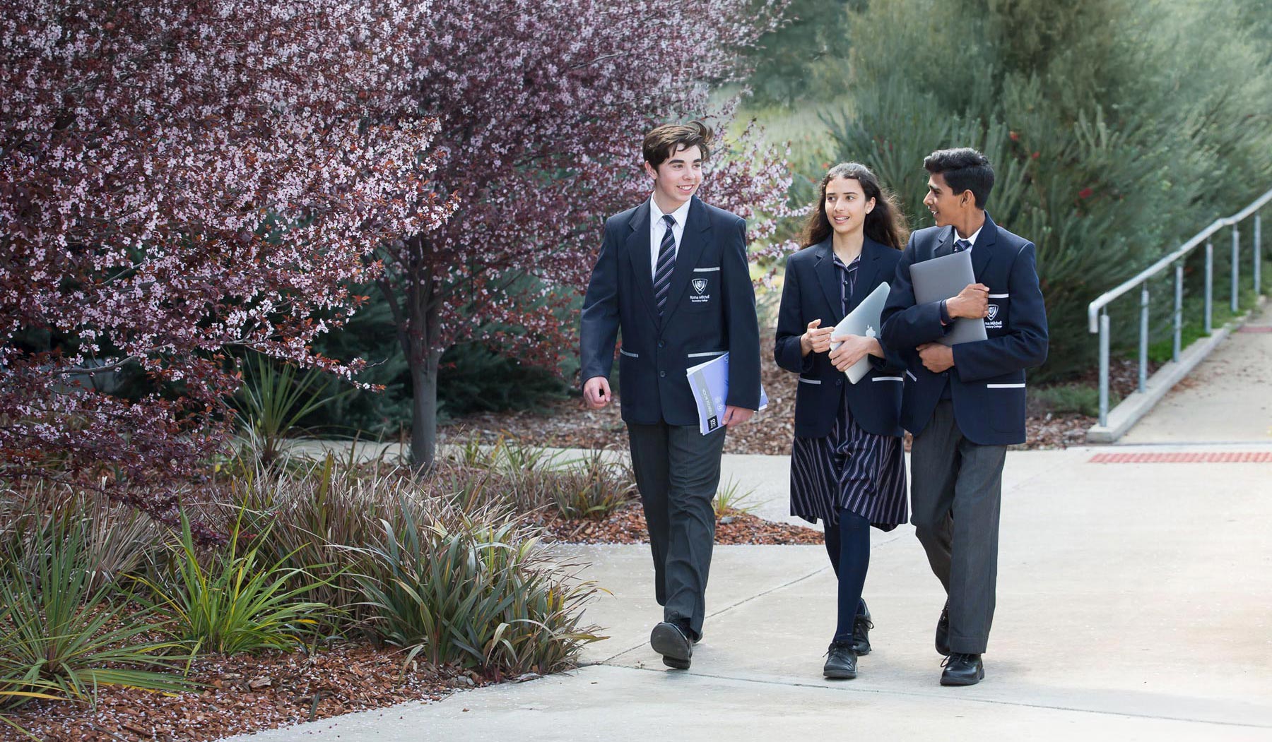 Students walking on school grounds